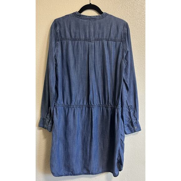 GAP Denim Chambray Shirt Dress Long Sleeve Button Up Coastal Cowgirl Boho Size M - Picture 2 of 8